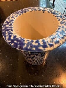 Blue-Spongeware-Stoneware-Butter-Crock-second-image