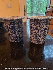 Blue-Spongeware-Stoneware-Butter-Crock-third-image