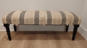 Boho-Kilim-Upholstered-Bench-with-Turned-Legs