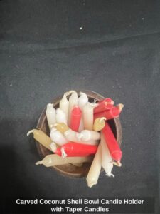 Carved-Coconut-Shell-Bowl-Candle-Holder-with-Taper-Candles-second-image