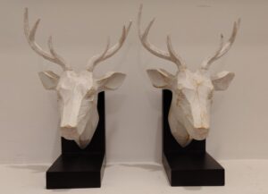 Carved-Wooden-Deer-Head-Bookends-Pair