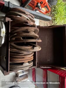 Cast-Iron-Horseshoe-Collection-in-Wooden-Box