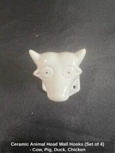 Ceramic-Animal-Head-Wall-Hooks-Set-of-Cow-Pig-Duck-Chicken