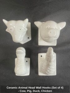 Ceramic-Animal-Head-Wall-Hooks-Set-of-Cow-Pig-Duck-Chicken-fifth-image