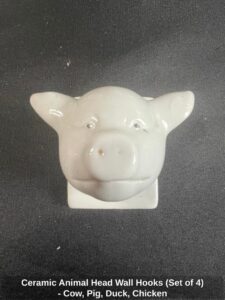 Ceramic-Animal-Head-Wall-Hooks-Set-of-Cow-Pig-Duck-Chicken-second-image