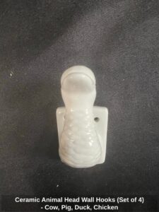 Ceramic-Animal-Head-Wall-Hooks-Set-of-Cow-Pig-Duck-Chicken-third-image
