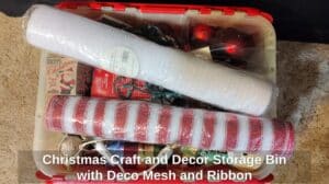 Christmas-Craft-and-Decor-Storage-Bin-with-Deco-Mesh-and-Ribbon
