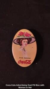 Coca-Cola-Advertising-Oval-Pill-Box-with-Woman-in-Hat