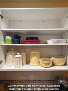 CorningWare-Blue-Cornflower-Casserole-Dish-with-Assorted-Embossed-Ceramic-Canisters-and-Mixing-Bowls
