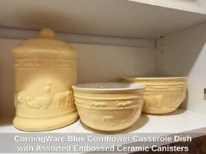 CorningWare-Blue-Cornflower-Casserole-Dish-with-Assorted-Embossed-Ceramic-Canisters-and-Mixing-Bowls-second-image