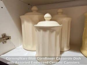 CorningWare-Blue-Cornflower-Casserole-Dish-with-Assorted-Embossed-Ceramic-Canisters-and-Mixing-Bowls-third-image