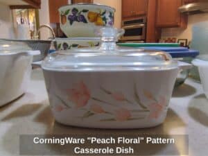 CorningWare-Peach-Floral-Pattern-Casserole-Dish