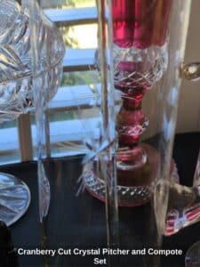 Cranberry-Cut-Crystal-Pitcher-and-Compote-Set-second-image