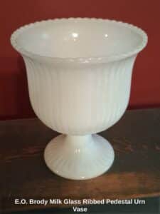 E.O.-Brody-Milk-Glass-Ribbed-Pedestal-Urn-Vase
