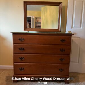 Ethan-Allen-Cherry-Wood-Dresser-with-Mirror
