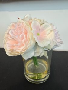 Faux-Pink-Peony-and-Hydrangea-Arrangement-in-Glass-Vase-second-image