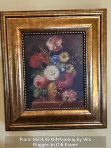 Floral-Still-Life-Oil-Painting-by-Vito-Ruggeri-in-Gilt-Frame