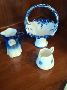 Flow-Blue-Porcelain-Pitcher-Creamer-and-Basket
