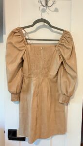 For-All-Mankind-Beige-Faux-Leather-Puff-Sleeve-Square-Neck-Mini-Dress-second-image