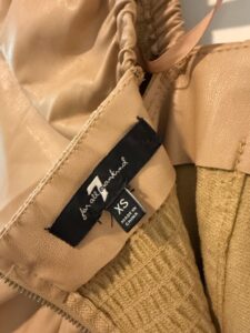 For-All-Mankind-Beige-Faux-Leather-Puff-Sleeve-Square-Neck-Mini-Dress-third-image