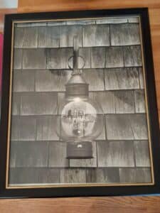 Framed-Black-and-White-Photograph-of-an-Onion-Lantern