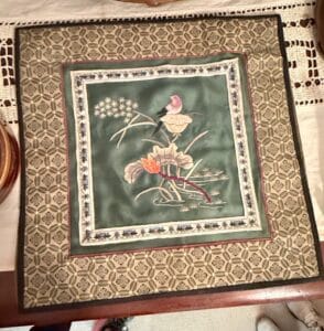 Framed-Chinese-Silk-Embroidery-Panel-with-Bird-and-Lotus