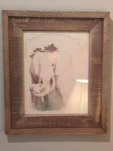 Framed-Elephant-and-Calf-Drawing-by-William-Tara