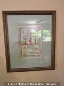 Framed-Fathers-Cross-Stitch-Sampler