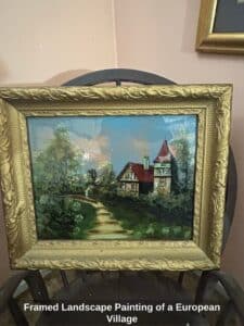 Framed-Landscape-Painting-of-a-European-Village