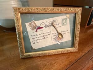 Framed-Postcard-with-Miniature-Spoon-and-Vintage-Photo