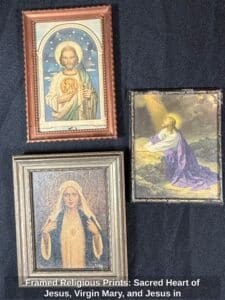Framed-Religious-Prints-Sacred-Heart-of-Jesus-Virgin-Mary-and-Jesus-in-Gethsemane