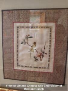 Framed-Vintage-Chinese-Silk-Embroidery-of-Bird-on-Branch-second-image
