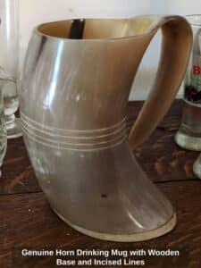 Genuine-Horn-Drinking-Mug-with-Wooden-Base-and-Incised-Lines