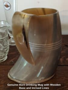 Genuine-Horn-Drinking-Mug-with-Wooden-Base-and-Incised-Lines-second-image
