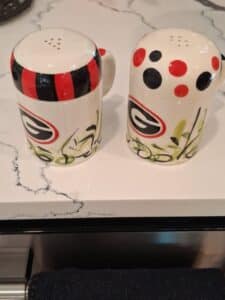 Georgia-Bulldogs-G-Logo-and-Polka-Dot-Ceramic-Salt-and-Pepper-Shaker-Set