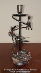 Godinger-Silver-Plate-Christmas-Reindeer-Sleigh-Candlestick-Holder