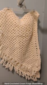 Hand-Crocheted-Cream-Fringe-Shawl-or-Wrap-second-image