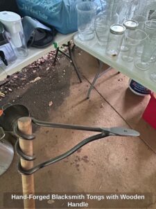 Hand-Forged-Blacksmith-Tongs-with-Wooden-Handle-second-image