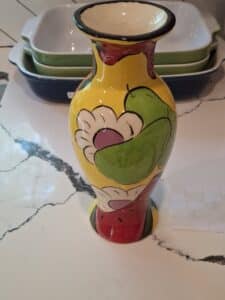 Hand-Painted-Talavera-Style-Ceramic-Vase-with-Fruit-Motif