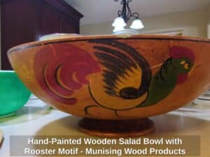 Hand-Painted-Wooden-Salad-Bowl-with-Rooster-Motif-Munising-Wood-Products-second-image