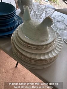 Indiana-Glass-White-Milk-Glass-Hen-on-Nest-Covered-Dish-with-Plates