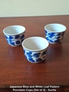 Japanese-Blue-and-White-Leaf-Pattern-Porcelain-Cups-Set-of-Socha