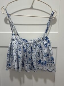 Koch-Toile-de-Jouy-Print-Empire-Waist-Crop-Top