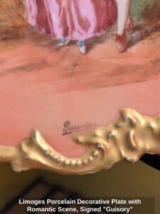 Limoges-Porcelain-Decorative-Plate-with-Romantic-Scene-Signed-Guisory-second-image