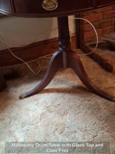 Mahogany-Drum-Table-with-Glass-Top-and-Claw-Feet-third-image