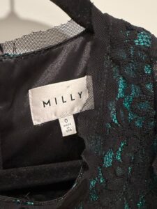 Milly-Black-and-Teal-Sequin-Lace-Sheath-Dress-third-image