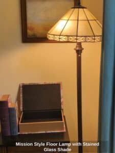 Mission-Style-Floor-Lamp-with-Stained-Glass-Shade