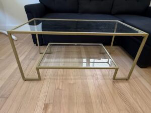 Modern-Gold-Metal-and-Glass-Coffee-Table-with-Shelf