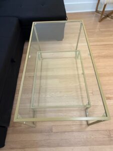 Modern-Gold-Metal-and-Glass-Coffee-Table-with-Shelf-second-image