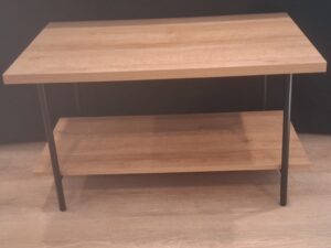 Modern-Two-Tier-Coffee-Table-with-Wood-Look-Finish-and-Metal-Frame